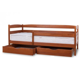 Ліжко Єва 80 х 190 см + ящики + бічна планка, (світлий горіх)